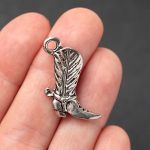 Silver Cowboy Boot Charm, Western, Rodeo, Cowboy Pendant, Cowgirl Boot Charm, Made in USA, 24mm