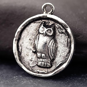 Ciondolo gufo in argento, ciondolo gufo in argento antico, ciondolo saggezza, prodotto negli Stati Uniti, 20 mm – BN3