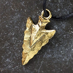 3D Gold Arrowhead Charm, Arrowhead Pendant, Hammered Arrowhead, Gold Arrow Charm, Made in the USA, 28mm