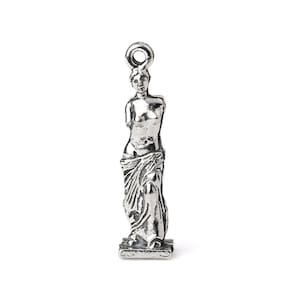 Charm Aphrodite de Milos en argent, breloque Vénus de Milo, statue d'Aphrodite en argent antique, breloque sculpture déesse grecque, 30 mm, fabriqué aux États-Unis