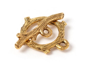 Tree Branch Toggle Clasp, Antique Gold Artisan, Woodland, Forest, Nature Toggle Clasp, Made in the USA, 20x23mm