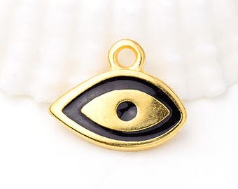 Amuleto de ojo de oro pequeño, amuleto de mal de ojo, amuleto de protección, amuleto de buena suerte, chapado en oro de 24 quilates, fundición de metal griego – GN61G