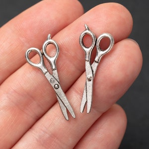 Silver Scissors Charm, Pair of Scissors, Antique Silver Shears, Hair Stylist Charm, Hair Dresser Charm, Hair Cutting Scissors, Made in USA