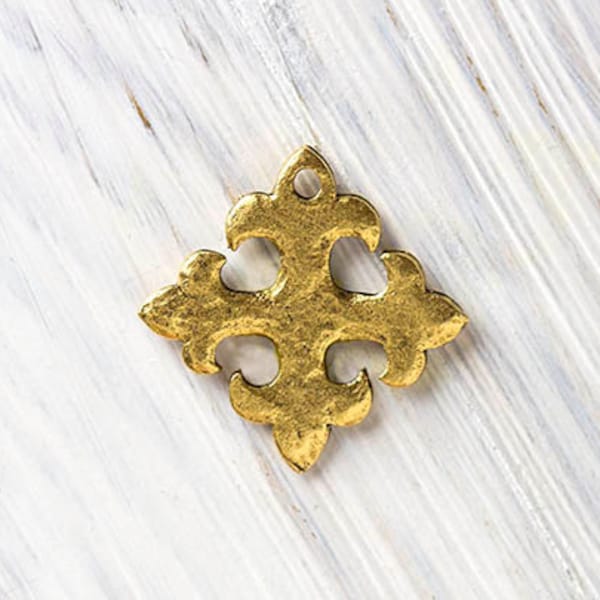 Hammered Celtic Cross Charm, Christian Charms, Antique Gold, 21mm, Made in the USA - AB71