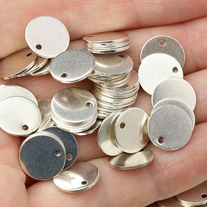 10 mm Silber runde Tags, Stanzrohlinge, Initial Charms, Feinsilber vergoldet, Made in Europe