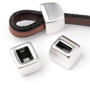 Bracelet End Loop Makers, Loop Making End Caps, 5mm Flat Cord Loop Makers, Silver Flat Cord Ends, Fine Silver Plated, Made in Europe