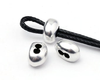 Cierre deslizante plateado para cordones de 1 mm, cierre deslizante ajustable para cordón, cierre de doble hebra, chapado en plata fina, fabricado en Europa, 8 mm