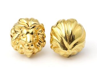25/%OFF Lion Head Slider Beads Antique Brass 12X10mm spacer bead Spacers for 1.5mm leather or cord rustic bohemian European zamak 2pcs