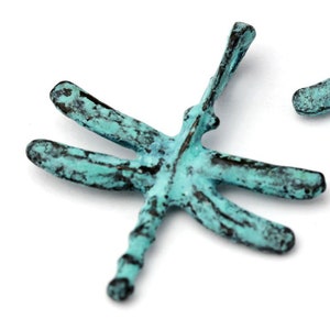 Rustic Dragonfly Charm, Aged Copper Dragonfly Pendant, Copper and Green Patina, Mykonos Greek Metal Casting, 28mm – MK316