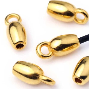 1.5mm Round Cord End, Gold Bell Cord End, Glue In Cord End, Endcap with Loop, Fits 1.5mm Cords, 24K Gold Plated, 10x4mm, Made in Europe
