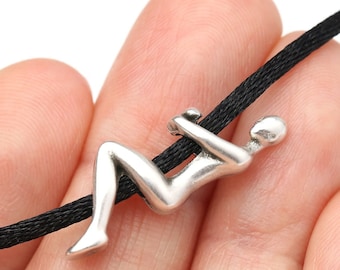 Silver Climbing Figure Slider Bead, Motivational Bead, Antique Silver Climber, Fits 3mm Round Cord, Fine Silver Plated Zamak, Made in Europe