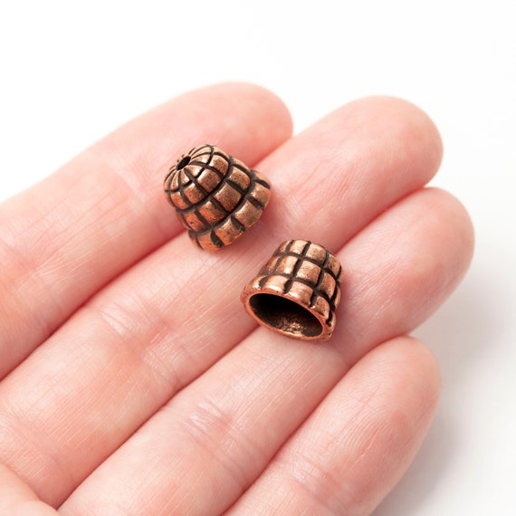 Copper Large Bead Caps, Textured, Artisan Copper Beadcaps, Antique