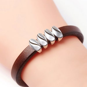 Regaliz Bracelet Silver Slider Bead, Silver Licorice Slider, Coffee Bean Bracelet Beads, Fine Silver Plated, Fits 10x6mm Cords – GP68