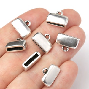 10mm Flat Cord End Caps, Cord Ends, Loop Ends, Antique Silver 10x2mm Flat Cord Ends, Fine Silver Plated, Made in Europe – GP44