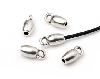 1.5mm Round Cord End, Silver Bell Cord End, Glue In Cord End, Endcap with Loop, Fits 1.5mm Cords, Fine Silver Plated, 10x4mm, Made in Europe