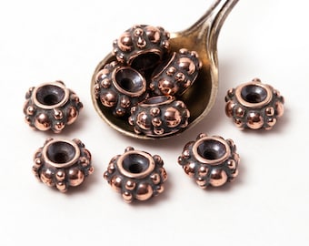 7mm Copper Beaded Heishi Beads, TierraCast Antique Copper Turkish Heishi Beads, Round Metal Beads, Spacers, Made in USA