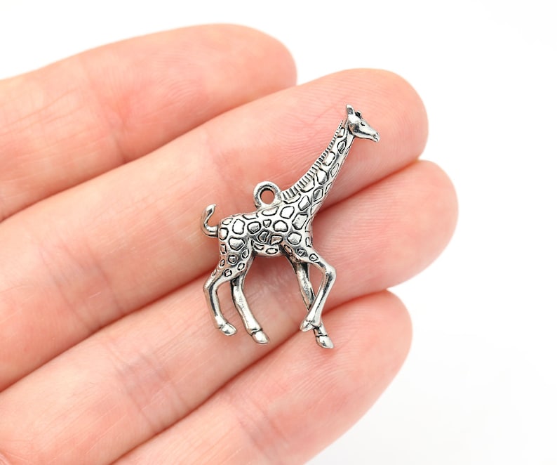 Rembrandt Charms Giraffe Charm - High Polish Rhodium Plated Charm With Jump Ring - View #2
