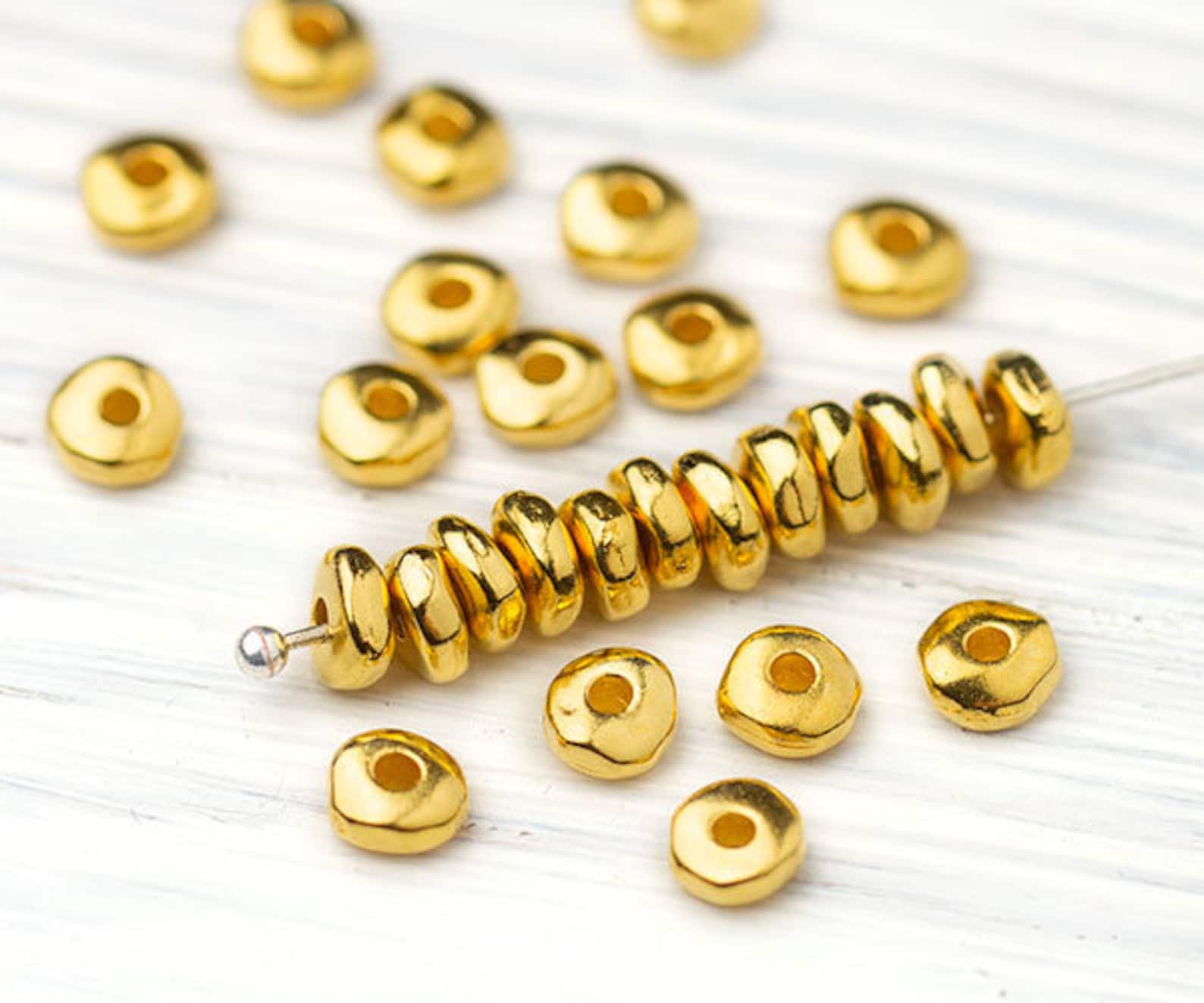 5mm Gold Heishi Beads Heishi Spacers Nugget Beads Gold Etsy