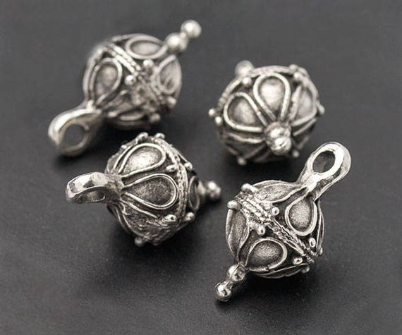 Ball Drop Charms Rustic Ball Drops Ball with Bail Bali | Etsy