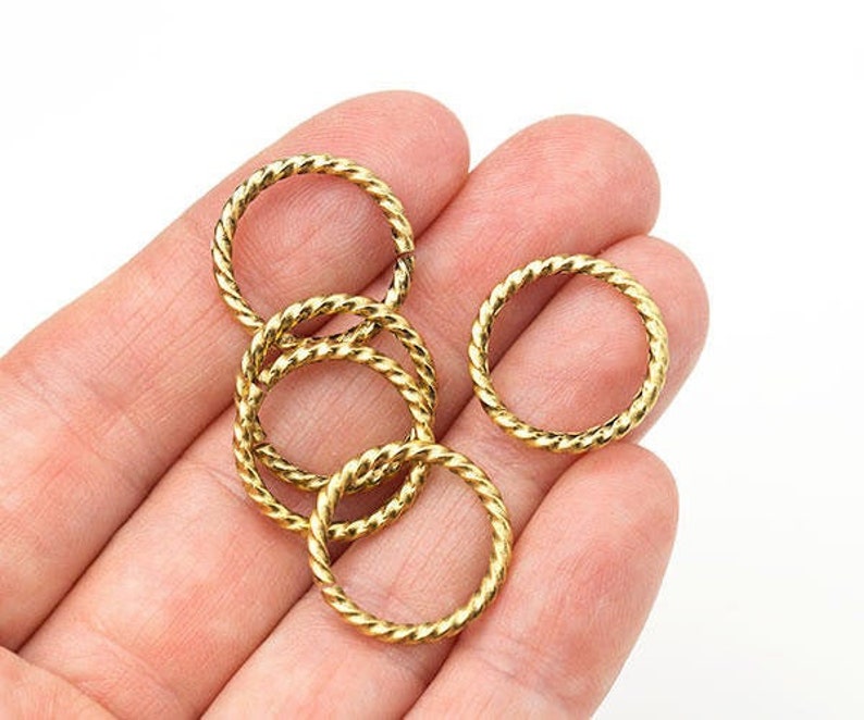 XLarge Gold Twisted Rope Jump Rings Large Rope Jumprings Etsy