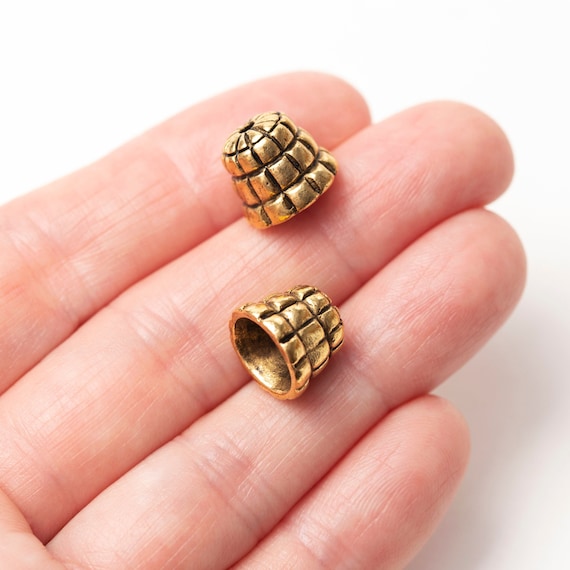 10mm Large Bead Caps Textured Artisan Gold Beadcaps Antique Etsy