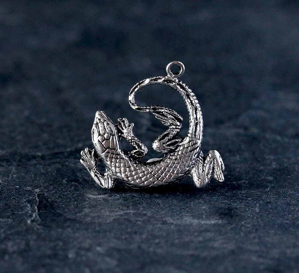 Pendentif Lézard Ou Gecko En Argent Sterling 925 - Taille