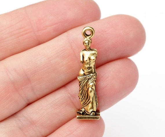 Gold Aphrodite of Milos Charm, Venus De Milo Charm, Antique Gold 