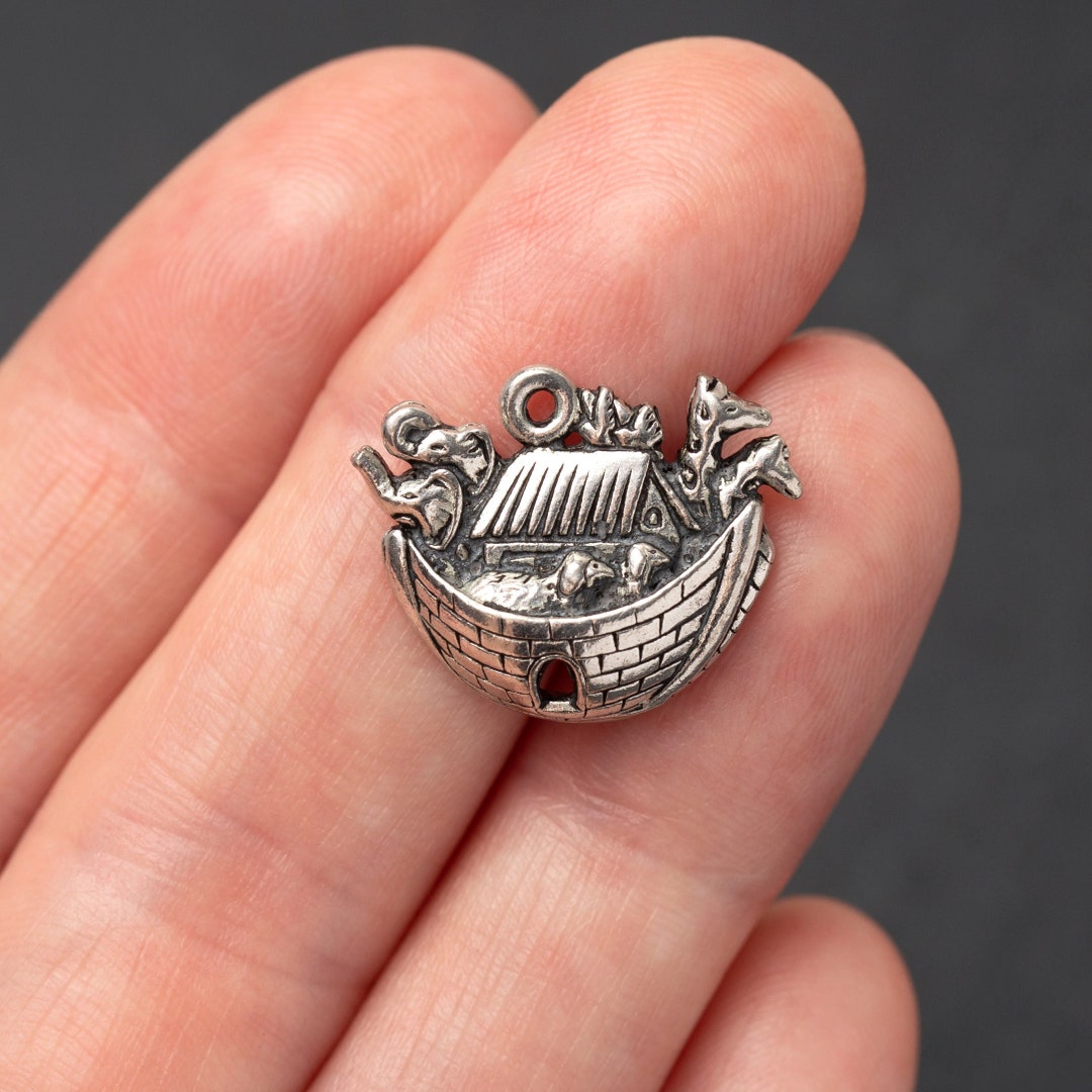 Silver Noah's Ark Charm, Bible Charm, Christian Pendant, Made in USA