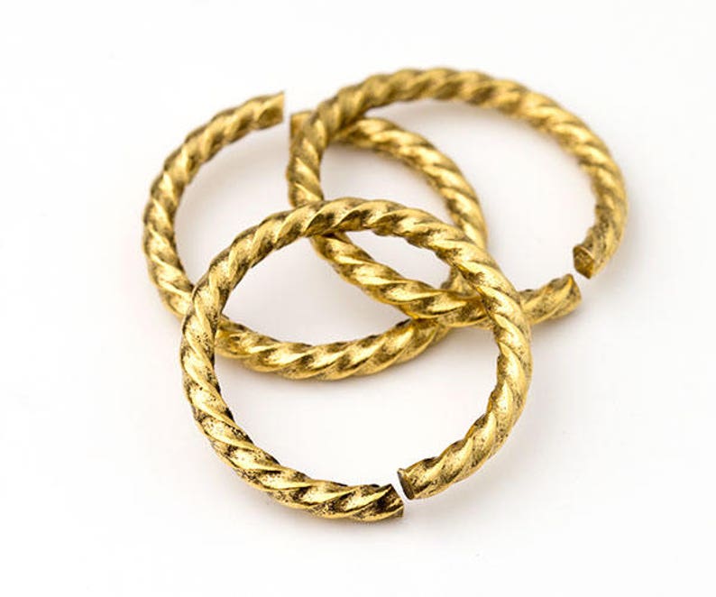 XLarge Gold Twisted Rope Jump Rings Large Rope Jumprings | Etsy