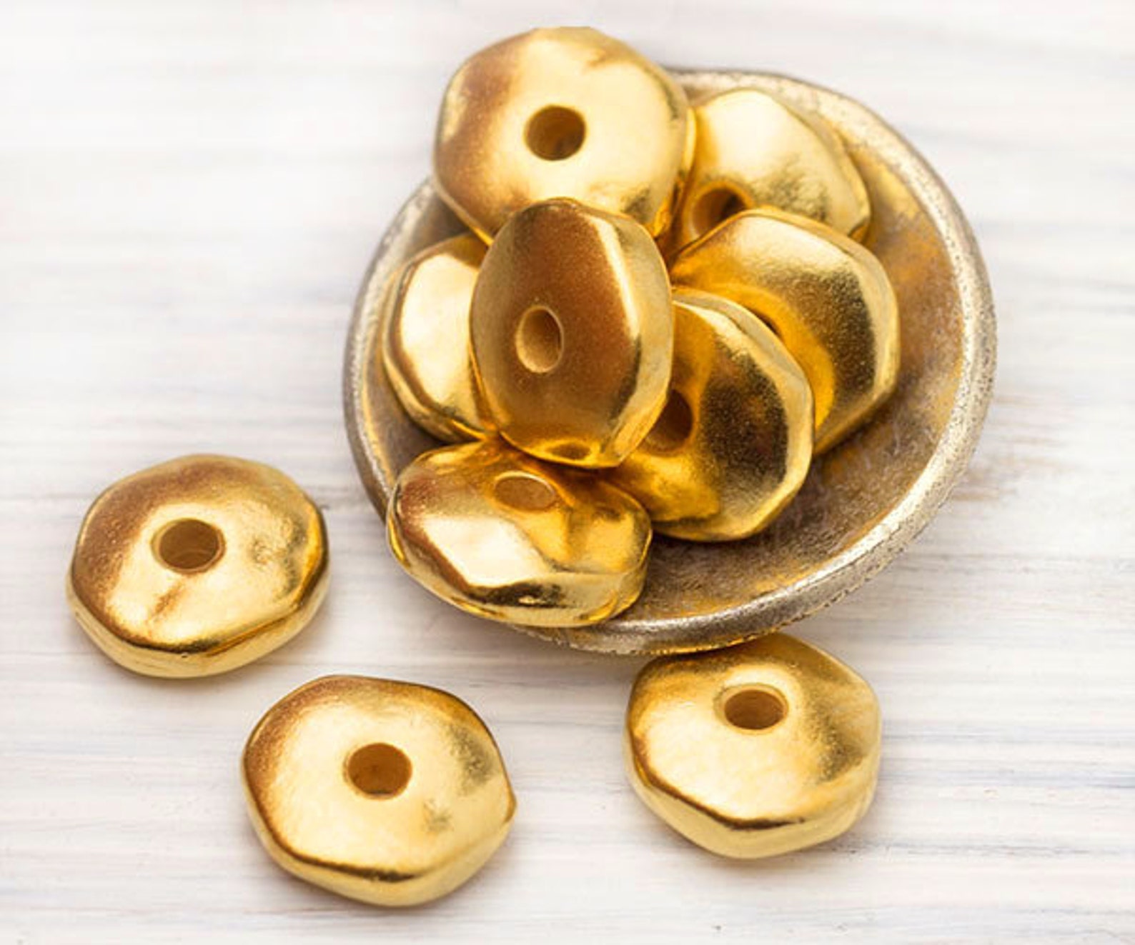 7mm Gold Heishi Beads Heishi Spacers Nugget Beads Gold Etsy