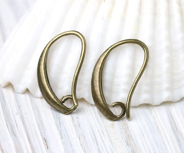 French Earring Hooks Earring Wires Antique Bronze 19x10mm Etsy