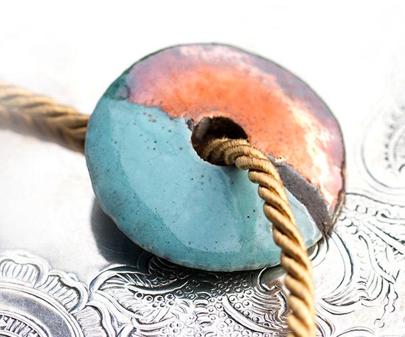 Extra Large Frosted Copper Focal Disk Raku Round Bead Disk Large Hole Rustic Pendant Raku Ceramic Beads Made in Europe 30mm Etsy UK