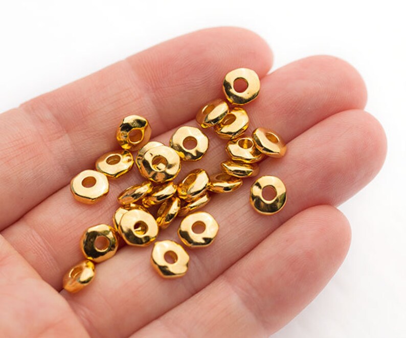 Large Hole 7mm Gold Heishi Beads Fits 2mm Cords Gold Nugget Etsy