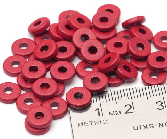 8mm Ceramic Round Washers, Flat Washer Beads, Carmine Red Disk Spacers, Red  Clay Beads, Mykonos Greek Ceramic Beads, Made in Europe 