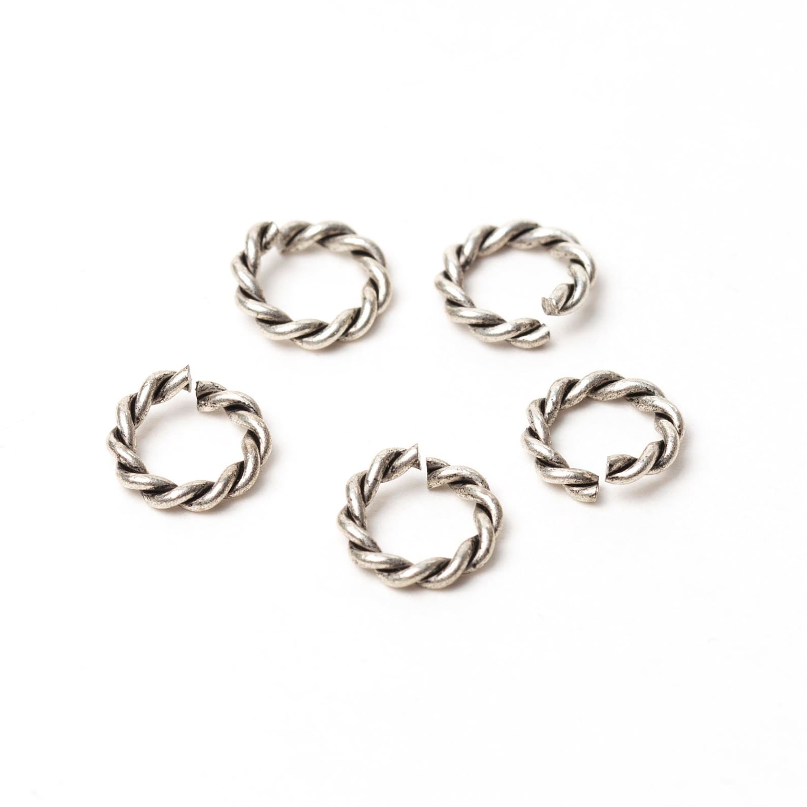 7.5mm Silver Twisted Rope Jump Rings, Medium Rope Jumprings, Open Jump ...