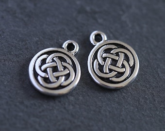 Celtic Knot Charm, Silver Celtic Knot, Celtic Knot Drops, TierraCast Charm, Silver Plated Coin Charm, Made in the USA, 15mm