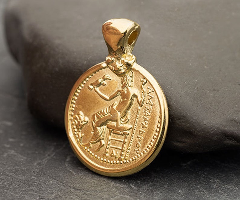 Alexander The Great Pendant with Bail GP24 Gold Plated Alexander The Great Gold Coin Pendant 25x35 mm Made in Greece 1 pc