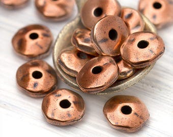 7mm Copper Heishi Beads, Heishi Spacers, Nugget Beads, Copper Spacer Beads, Made in the USA – TB9