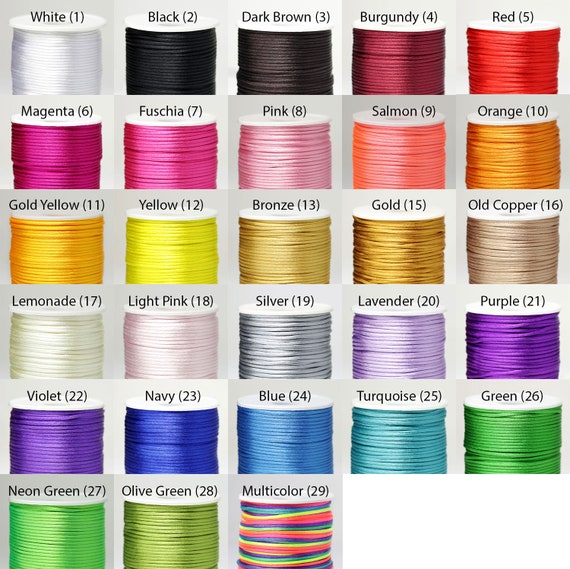 Buy 2.5mm Satin Cord, Faux Silk Cord, Rattail Silk Cord, Nylon Kumihimo Cord,  Macrame, Necklace Bracelet Beading Cord, 10yards Pick A Color Online in  India 