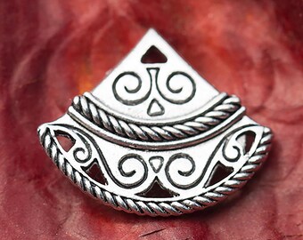 Conectores de abanico para pendientes de plata, conectores de dijes de adorno celta 5 a 1, accesorios de plata antigua para pendientes, hechos en EE. UU., 21 mm