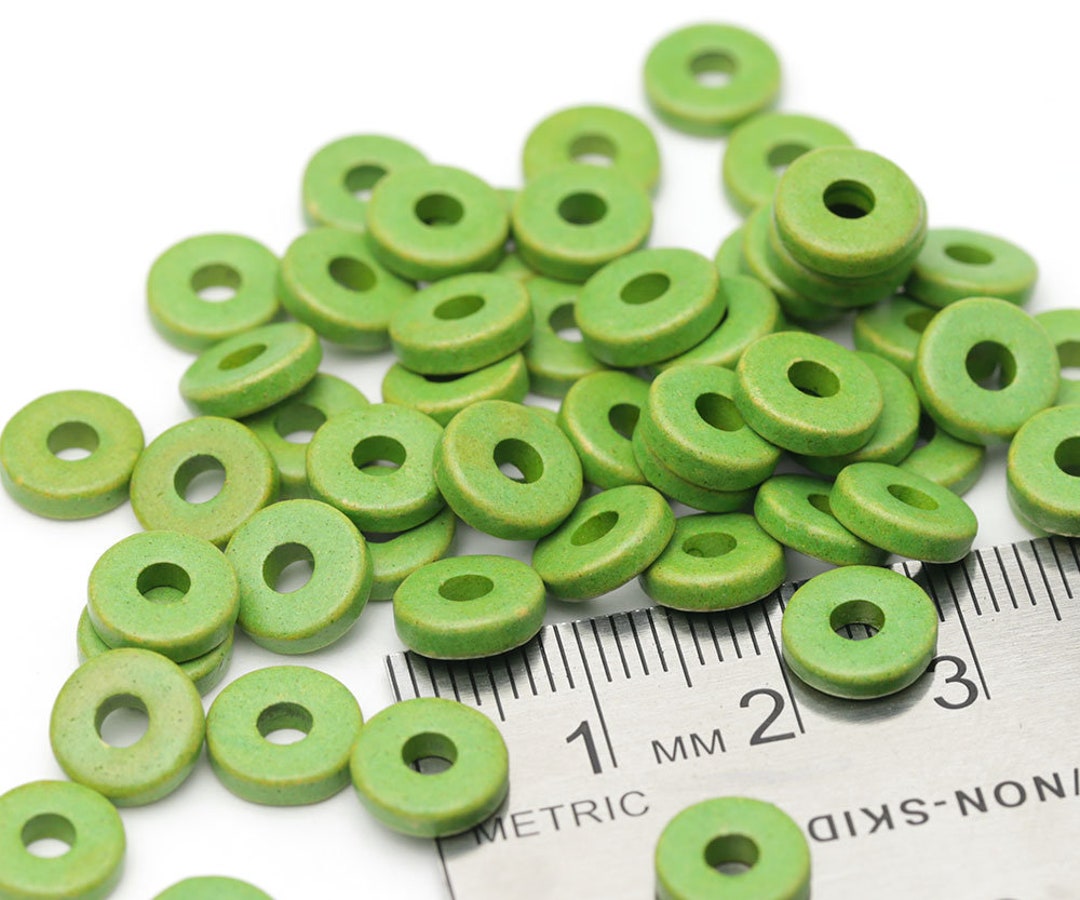 8mm Ceramic Round Washers, Flat Washer Beads, Green Disk Spacers, Green