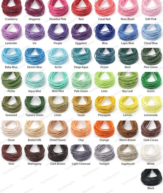 30ft 1mm Waxed Polished Cotton Cord, Braided Cotton String, 1mm Macrame, Necklace, Bracelet, Beading Cord – Pick A Color