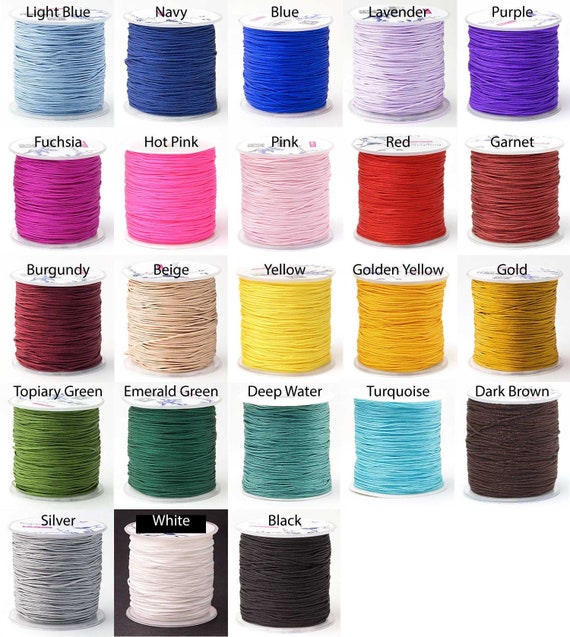 30ft 1mm Braided Beading Thread, Chinese Knotting Cord, Macrame String,  Nylon Cord Pick A Color 