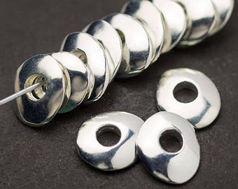 Silver Nugget Beads, Cornflake Disk Spacer, Irregular Round Disk, Silver Washer, Mykonos Greek Metal Casting