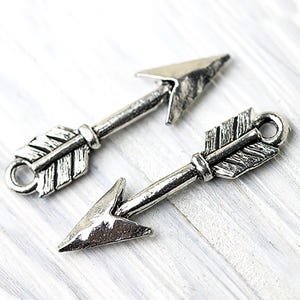 Small Silver Arrow Charms, Archery Charms, Native Charms, Southwest, Western Charm, 27mm, Made in the USA