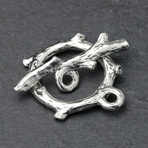 Tree Branch Toggle Clasp, Antique Silver Artisan, Woodland, Forest, Nature Toggle Clasp, Made in the USA, 20x23mm