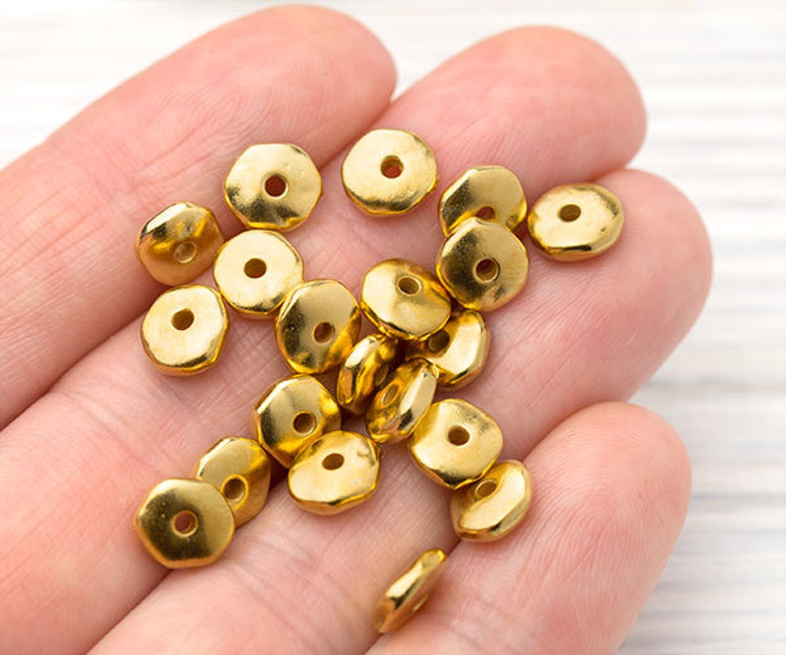 7mm Gold Heishi Beads Heishi Spacers Nugget Beads Gold Etsy