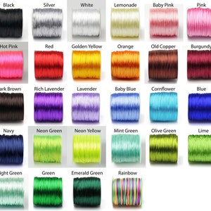 1mm Satin Cord, Faux Silk Cord, Rattail Silk Cord, Nylon Kumihimo Cord, 1mm Macrame, Necklace Bracelet Beading Cord, 10yards – Pick A Color