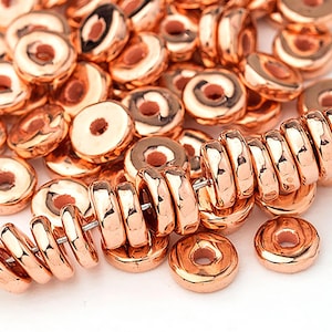 8 mm Kupfer runde Scheiben, Kupfer Scheiben Perlen, flache runde Kupferperlen, glänzende Kupfer Disk Spacer, Mykonos Metallkeramik - MK72C