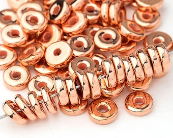 8mm Copper Round Washers, Copper Disk Beads, Flat Round Copper Beads, Shiny Copper Disk Spacer, Mykonos Metal Plated Ceramic – MK72C